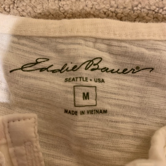 Off white long sleeve top quarter button up size medium Eddie Bauer - Picture 4 of 4